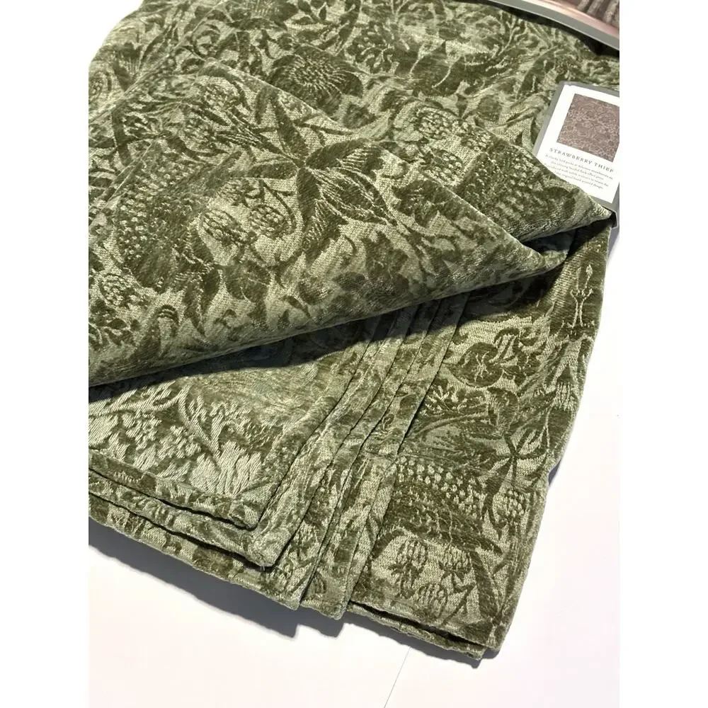 William Morris & Co. Window Curtains Panels 38X96” Strawberry Thief Sage Green 2